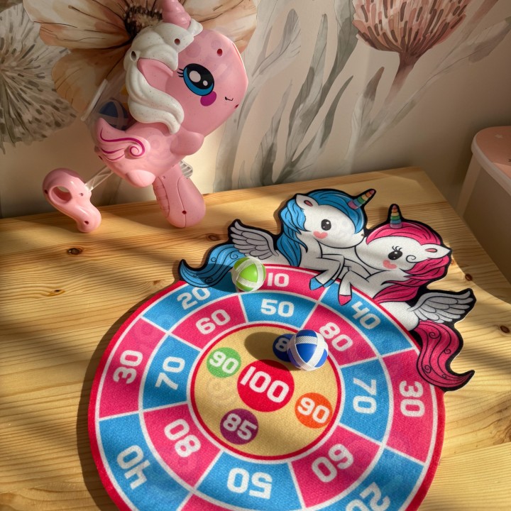 Woopie 2-in-1 Velcro Darts Arcade Game Unicorn