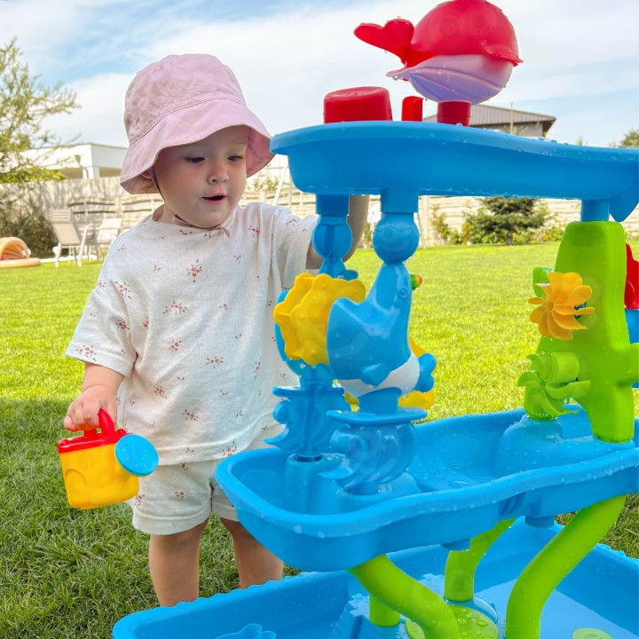 WOOPI 4-in-1 Water Table with Sandbox and Waterfall XL Dolphin