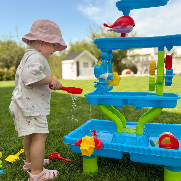 WOOPI 4-in-1 Water Table with Sandbox and Waterfall XL Dolphin