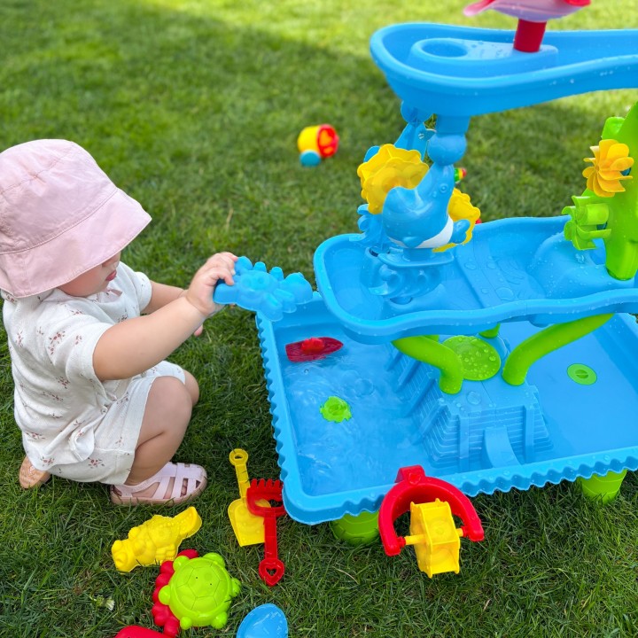 WOOPI 4-in-1 Water Table with Sandbox and Waterfall XL Dolphin
