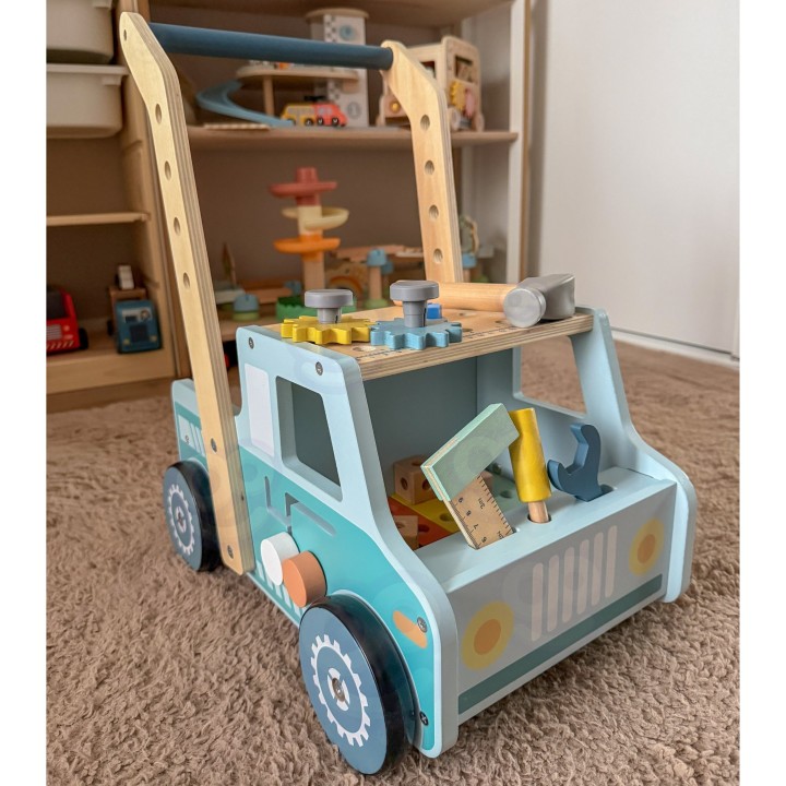 Chodzik Warsztat 2w1 Tooky Toy - Drewniany Pchacz z Narzędziami
