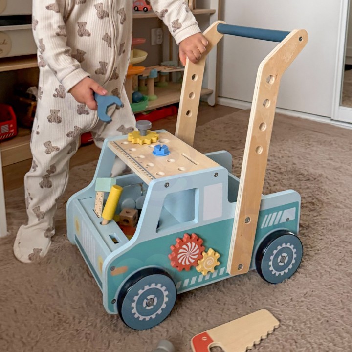 Chodzik Warsztat 2w1 Tooky Toy - Drewniany Pchacz z Narzędziami