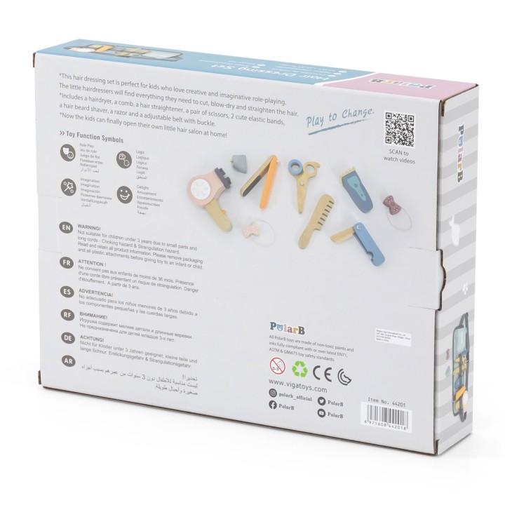 VIGA PolarB Wooden Hairdressing Set with Tools for Children