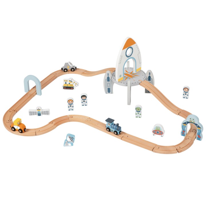 Wooden Space Train Tooky toy - Rocket Track Set 3+ Fun
