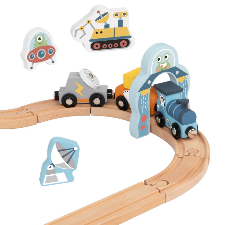 Wooden Space Train Tooky toy - Rocket Track Set 3+ Fun