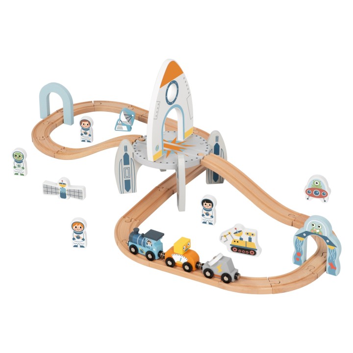 Wooden Space Train Tooky toy - Rocket Track Set 3+ Fun