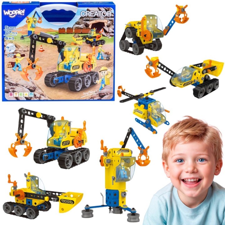 Build Your Own Construction Vehicles 6-in-1 STEAM Woopie Construction Set