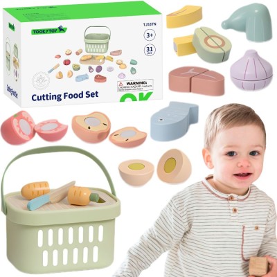 Tooky Toy Wooden Food Basket for Cutting