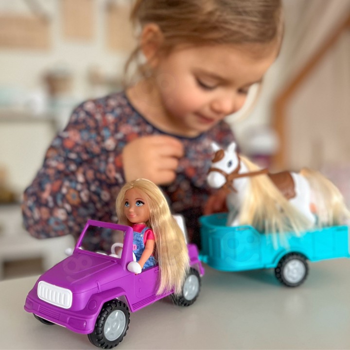 Niki Doll with Horse, Car and Trailer Set WOOPIE ROYAL - Farm