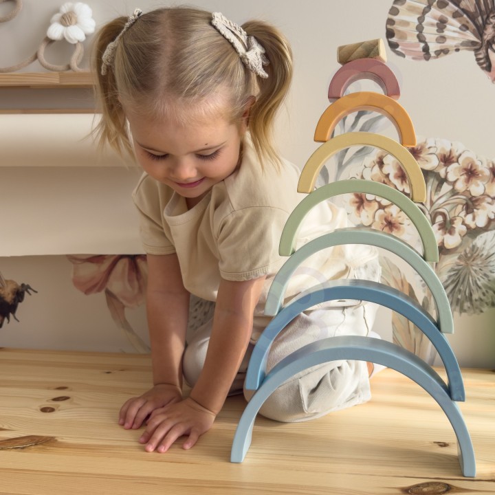 Drewniana Tęcza Pastelowa -Tooky Toy - Edukacyjna Zabawka Montessori!