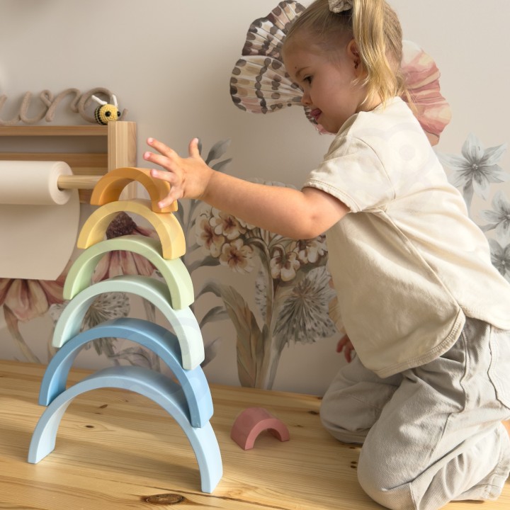 Wooden Pastel Rainbow -Tooky Toy - Montessori Educational Toy!