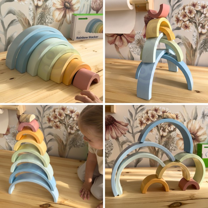 Wooden Pastel Rainbow -Tooky Toy - Montessori Educational Toy!