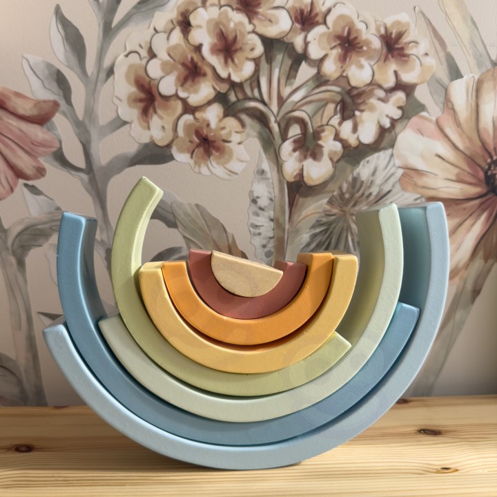 Wooden Pastel Rainbow -Tooky Toy - Montessori Educational Toy!