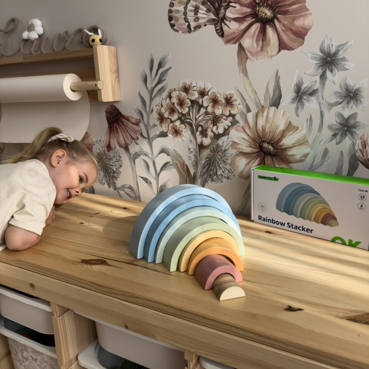 Wooden Pastel Rainbow -Tooky Toy - Montessori Educational Toy!