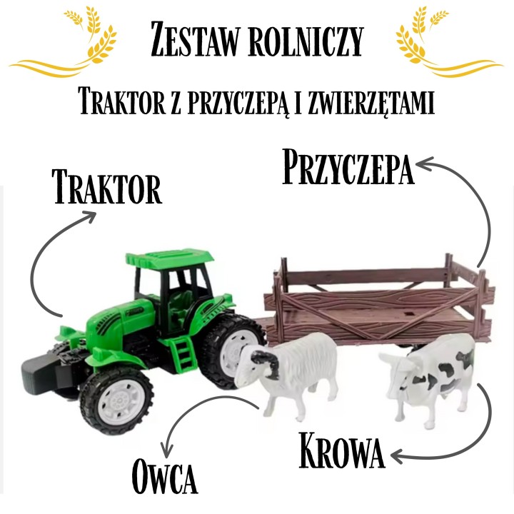 WOOPIE Farm Tractor with Trailer and Animals - Play Set