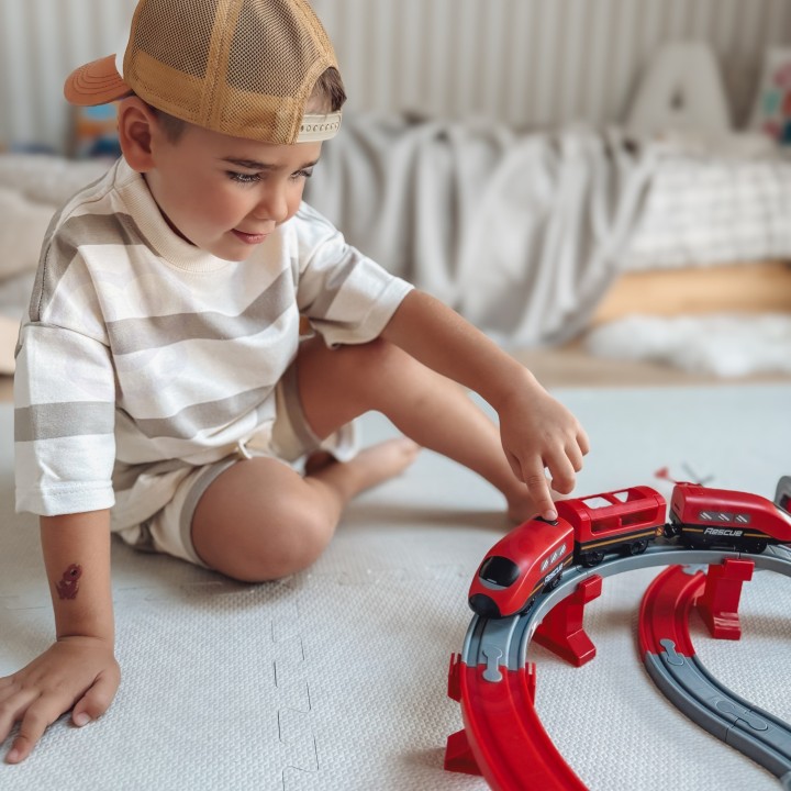 WOOPIE 92-piece Electric Train - Car Track with Helicopter