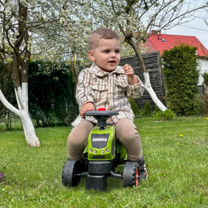 FALK Baby Claas Axos 310 Green Tractor with Trailer 1+