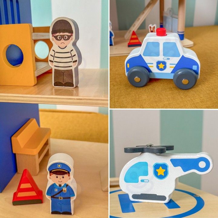 VIGA Drewniany Komisariat Policji z Radiowozem - 14 el., 3 poziomy