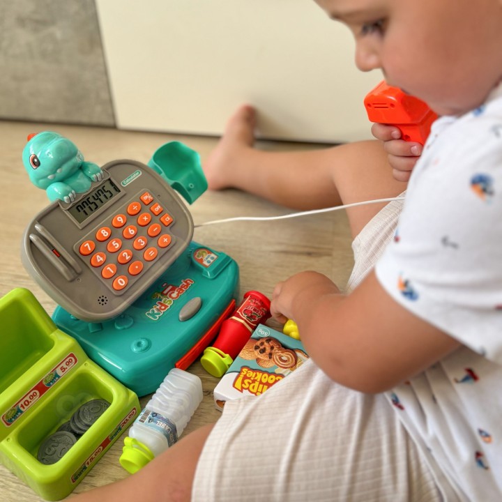 WOOPIE DINO Cash Register with Shelf Blue - Toys for Children