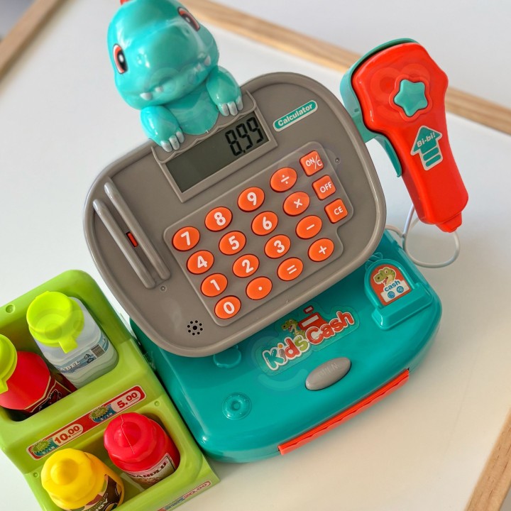 WOOPIE DINO Cash Register with Shelf Blue - Toys for Children