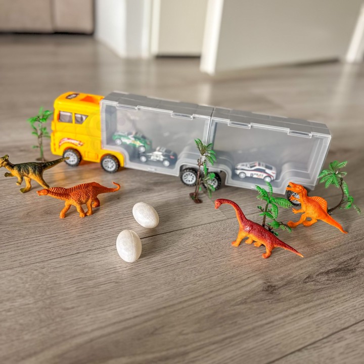 WOOPIE Ciężarówka Transporter 2w1 z Dinozaurami i Makietą
