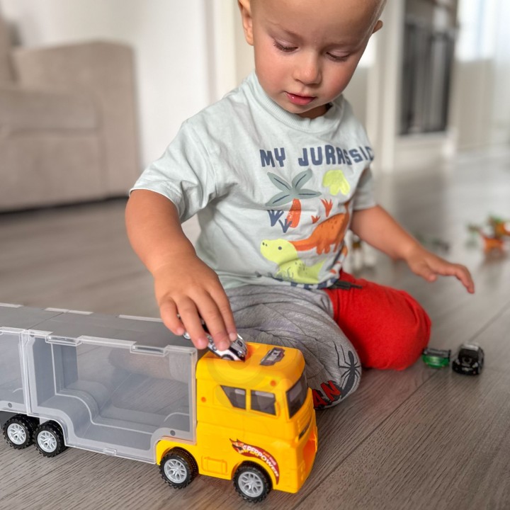 WOOPIE Ciężarówka Transporter 2w1 z Dinozaurami i Makietą