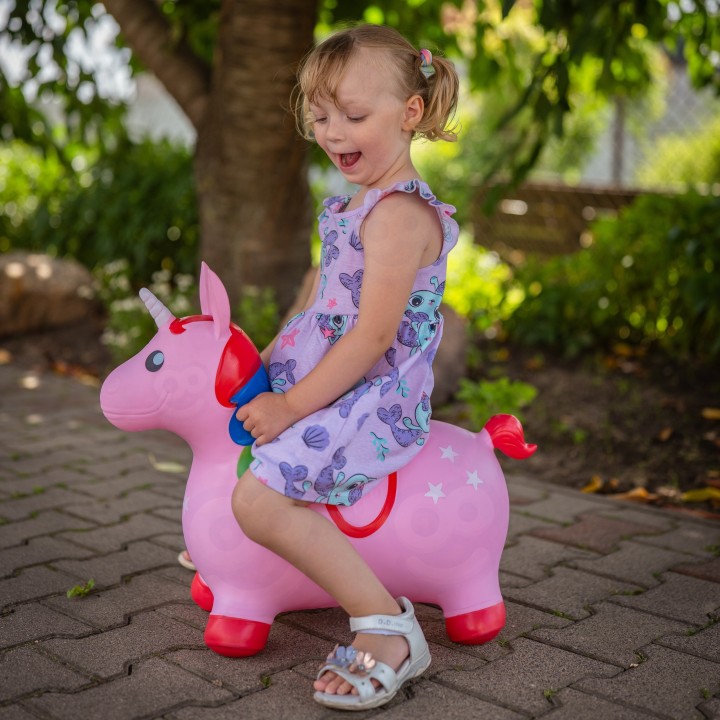 Pink Unicorn Rubber Jumper with Pump - WOOPIE