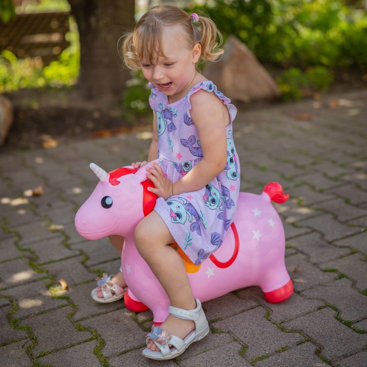 Pink Unicorn Rubber Jumper with Pump - WOOPIE