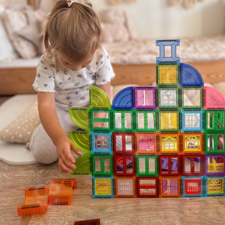 Klocki Magnetyczne 3D WOOPIE - Edukacyjny Zestaw Zamek 100el.