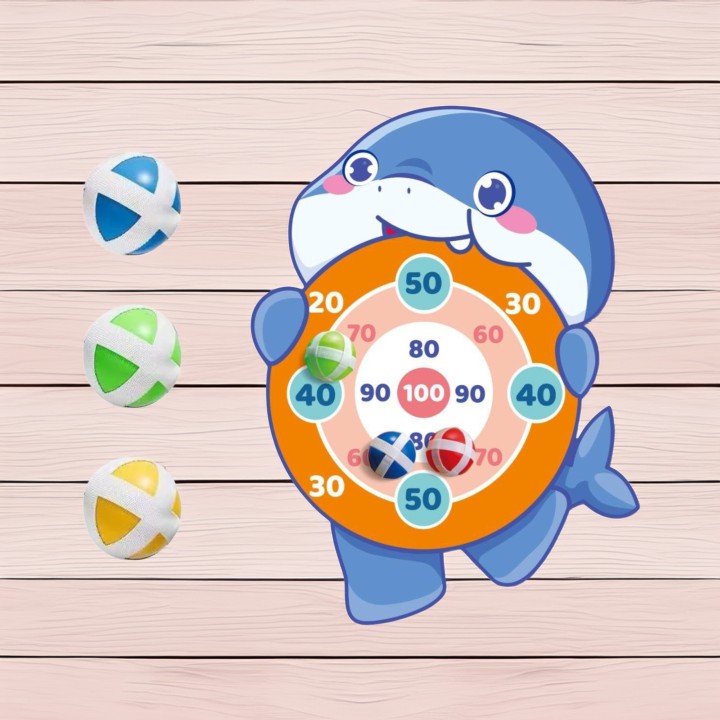 WOOPIE Skill Game Velcro Darts Shark Shield