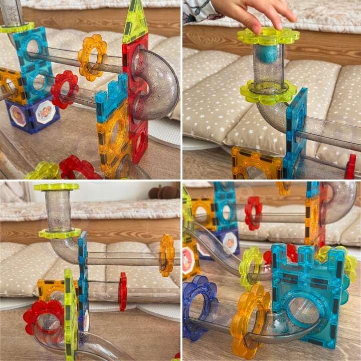 Klocki Magnetyczne 3D 113 el. Tor Kulkowy Edukacyjna Zabawa