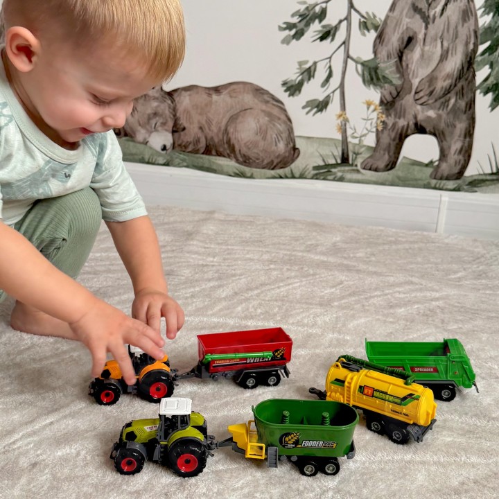 Woopie Tractors with Trailers Set – Movable Elements, Farm