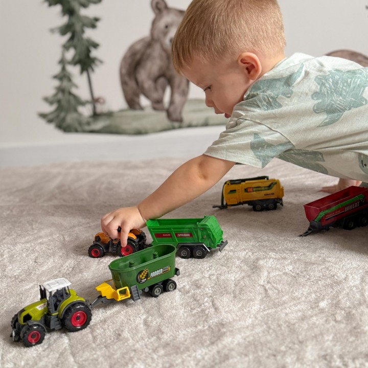 Woopie Tractors with Trailers Set – Movable Elements, Farm