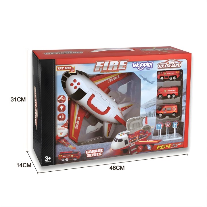 Fire Plane Transporter with Cars and Sounds - WOOPIE