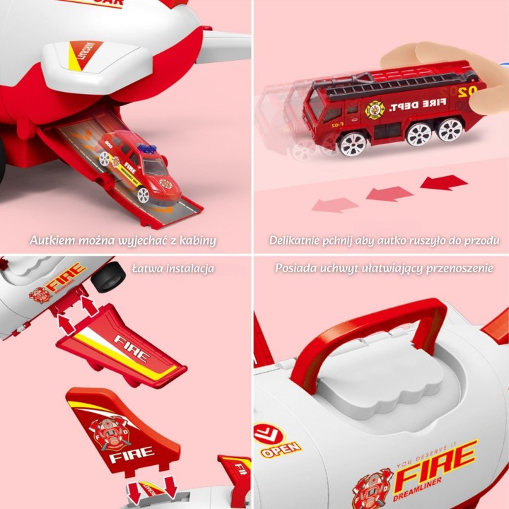 Fire Plane Transporter with Cars and Sounds - WOOPIE