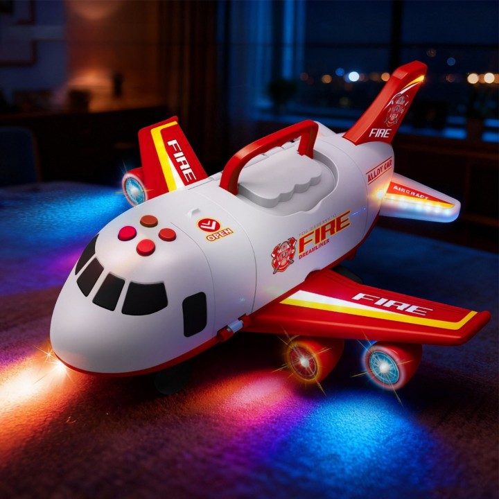 Fire Plane Transporter with Cars and Sounds - WOOPIE