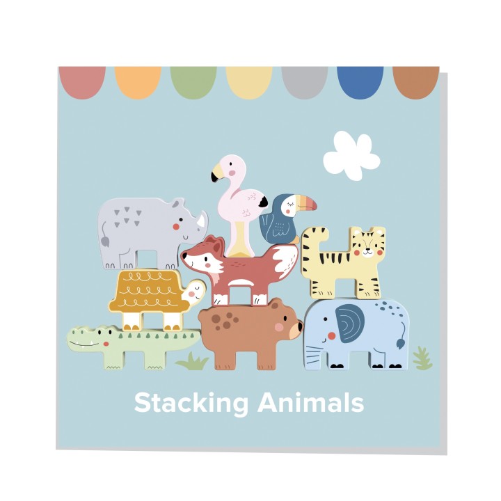 Drewniane Klocki Zwierzątka Montessori TOOKY TOY - 9 el.