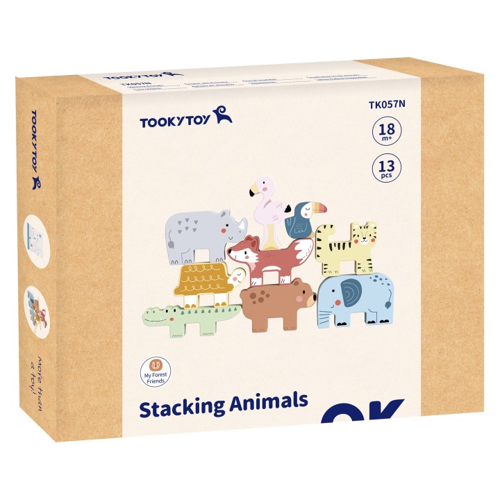 Wooden Animal Blocks Montessori TOOKY TOY - 9 pcs.
