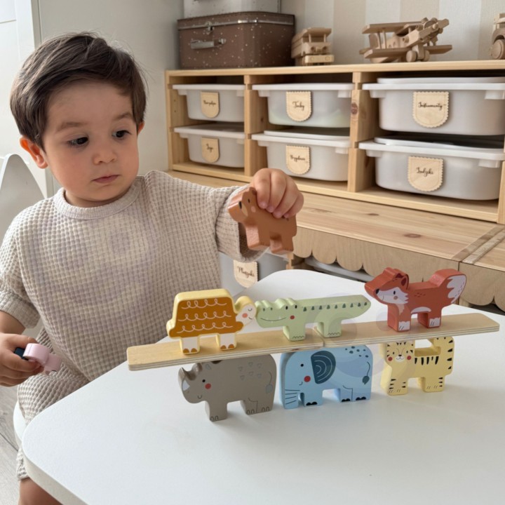 Drewniane Klocki Zwierzątka Montessori TOOKY TOY - 9 el.