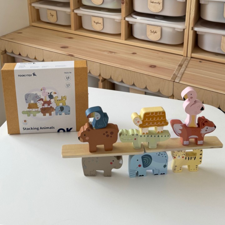 Wooden Animal Blocks Montessori TOOKY TOY - 9 pcs.