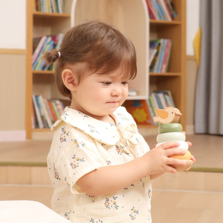 Viga Wooden Stacking Pyramid for Toddlers