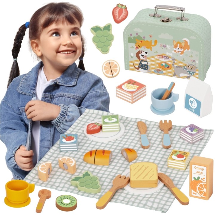 Wooden Picnic Set in a Suitcase Tooky Toy - Creative Fun and Games
