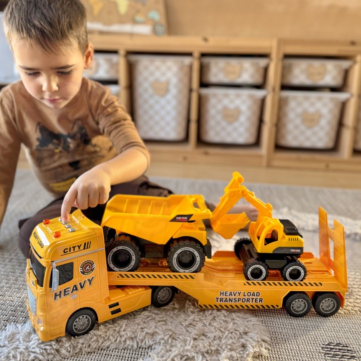 Tow truck set construction vehicles with sound and light toy Woopie