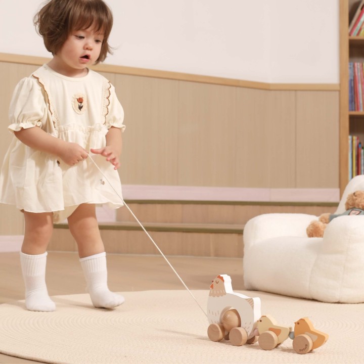 VIGA PolarB Wooden Pulling Hen with Chicks