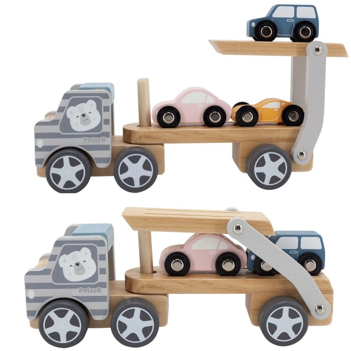 VIGA PolarB wooden tow truck with Montessori cars