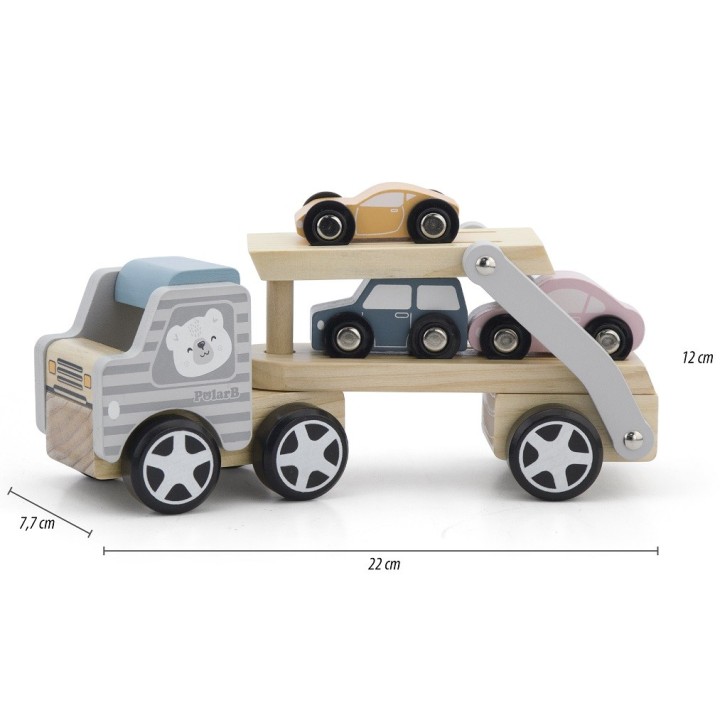 VIGA PolarB wooden tow truck with Montessori cars