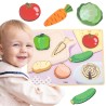 VIGA Drewniane Puzzle Układanka Montessori 2w1 Figurki Warzywa Edukacyjna