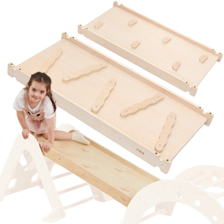 VIGA Wooden Slide and Climbing Wall for Children