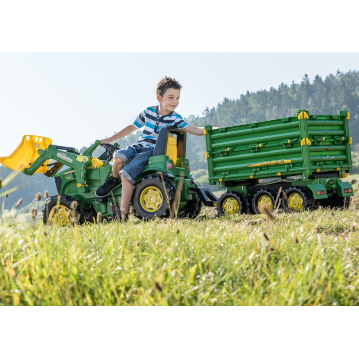 Rolly Toys Przyczepa Rolly Multi John Deere trzyosiowa zielona