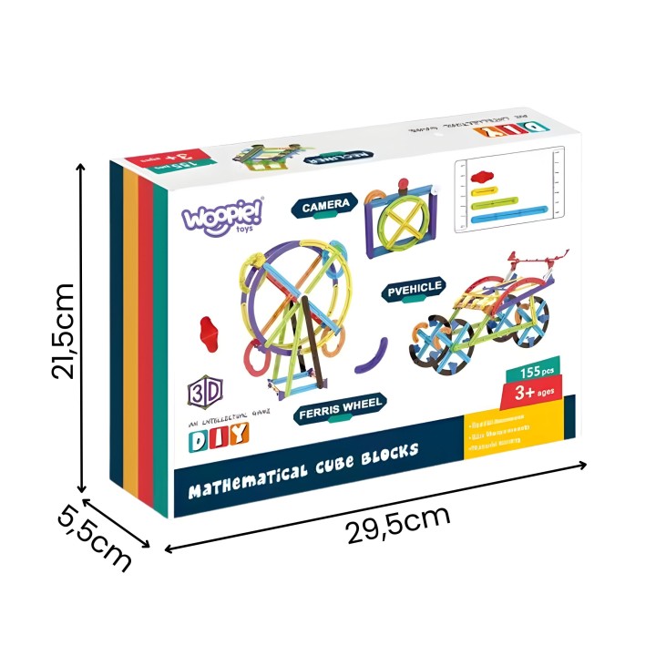 WOOPIE 3D Mathematical Building Blocks 155-piece Educational Set